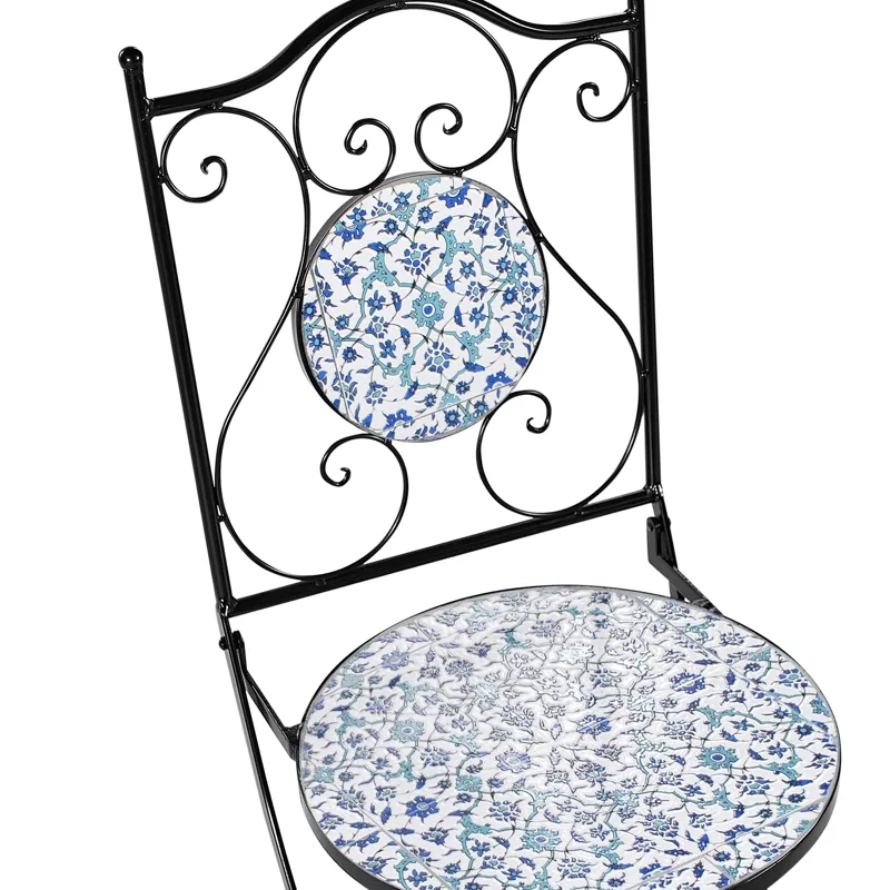 Kahvilasetti ulos taitettava Chapeco Rauta - Musta/sininen/valkoinen - Puutarhakalusteet - Parveke - Parvekekalusteet - Parvekesetti