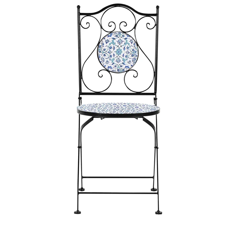 Kahvilasetti ulos taitettava Chapeco Rauta - Musta/sininen/valkoinen - Puutarhakalusteet - Parveke - Parvekekalusteet - Parvekesetti