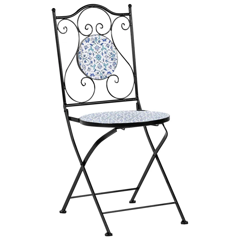 Kahvilasetti ulos taitettava Chapeco Rauta - Musta/sininen/valkoinen - Puutarhakalusteet - Parveke - Parvekekalusteet - Parvekesetti