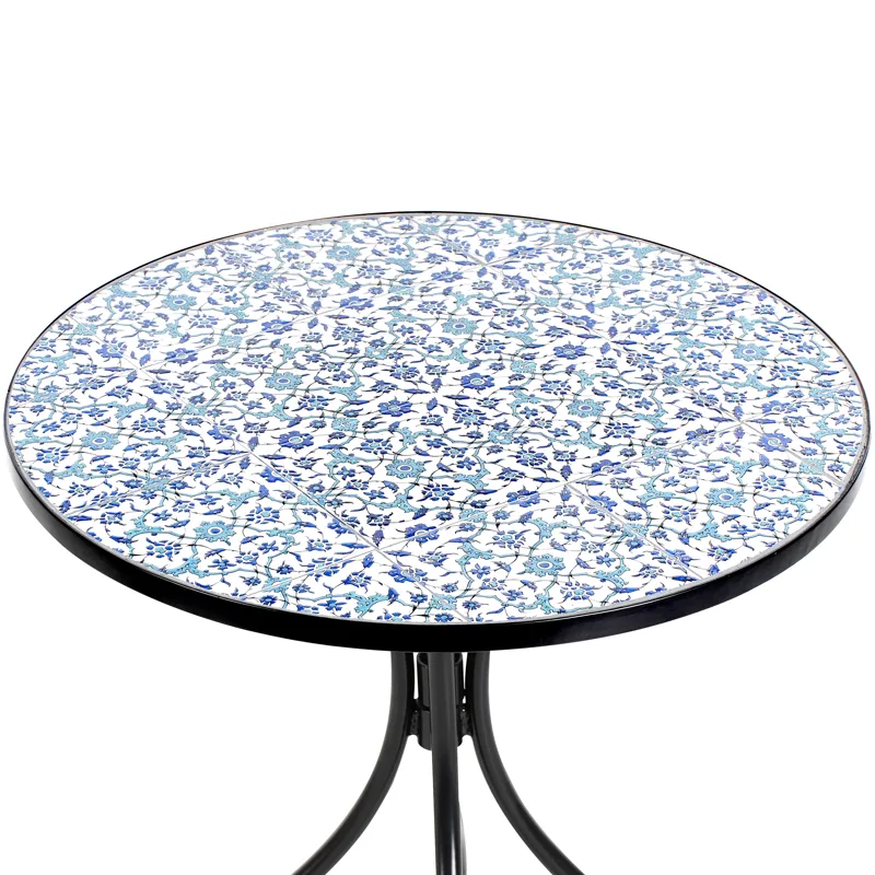 Kahvilasetti ulos taitettava Chapeco Rauta - Musta/sininen/valkoinen - Puutarhakalusteet - Parveke - Parvekekalusteet - Parvekesetti