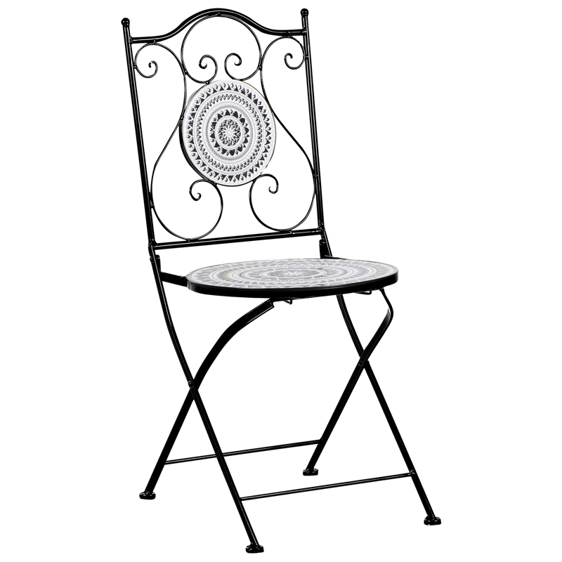 Kahvilasetti ulos taitettava Comiso Rauta - Musta/Valkoinen - Puutarhakalusteet - Parveke - Parvekekalusteet - Parvekesetti