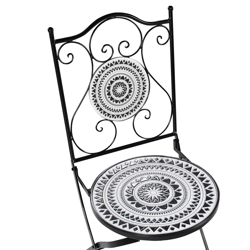 Kahvilasetti ulos taitettava Comiso Rauta - Musta/Valkoinen - Puutarhakalusteet - Parveke - Parvekekalusteet - Parvekesetti