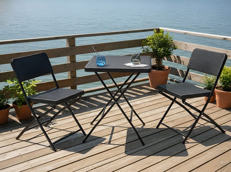 Kahvilasetti ulos Trappeto - Musta - Puutarhakalusteet - Parveke - Parvekekalusteet - Parvekesetti