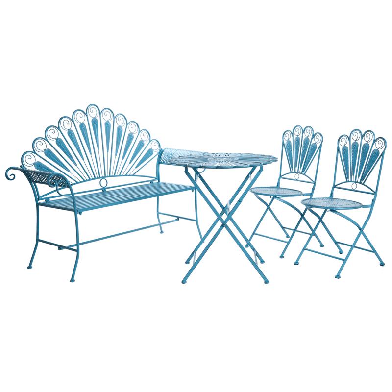 Kahvilasetti ulos penkillä Pavia Rauta - Sininen - Puutarhakalusteet - Parveke - Parvekekalusteet - Parvekesetti