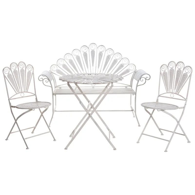 Kahvilasetti ulos penkillä Pavia Rauta, Valkoinen