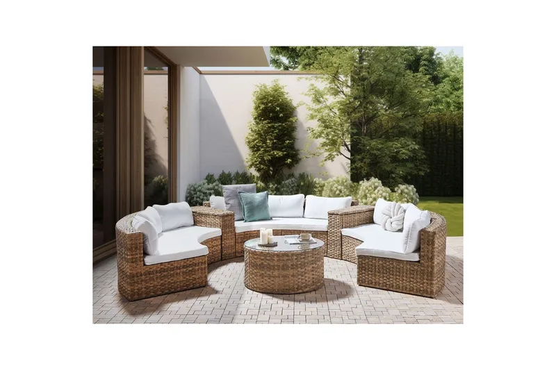 Loungegrupp Beliani Severo Beige/vit Brown||White - Puutarhakalusteet - Terassiryhmät - Oleskeluryhmät