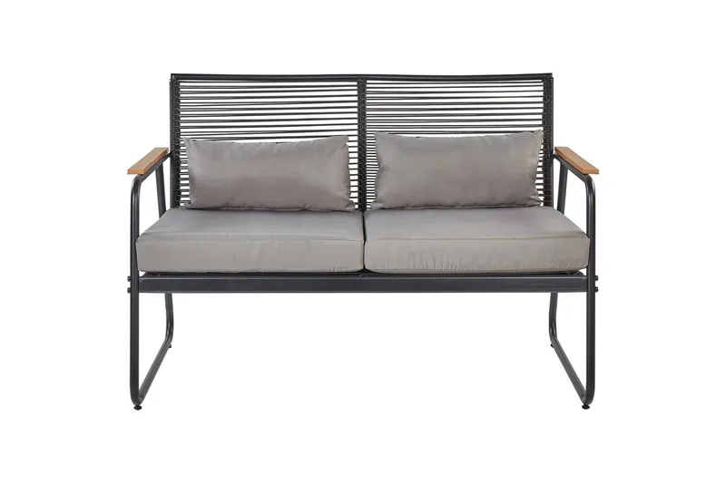 Loungegrupp Beliani Pomonte Svart/Grå Black||Grey - Puutarhakalusteet - Terassiryhmät - Oleskeluryhmät