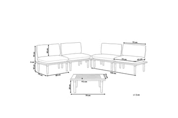 Loungegrupp med bord Beliani Frascati Grönt/ljust trä, 4-Sits White||Light wood - Puutarhakalusteet - Terassiryhmät - Oleskeluryhmät