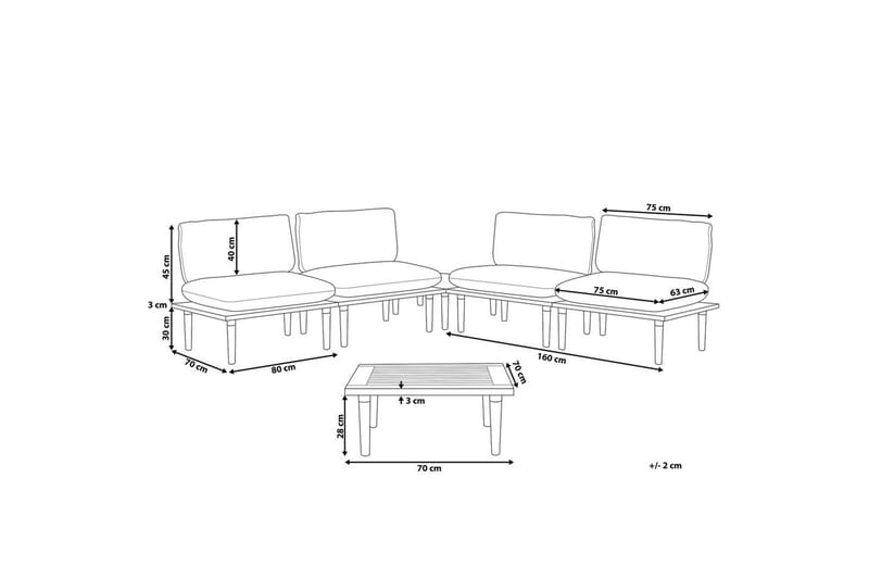 Loungegrupp med bord Beliani Frascati Grönt/ljust trä, 4-Sits White||Light wood - Puutarhakalusteet - Terassiryhmät - Oleskeluryhmät