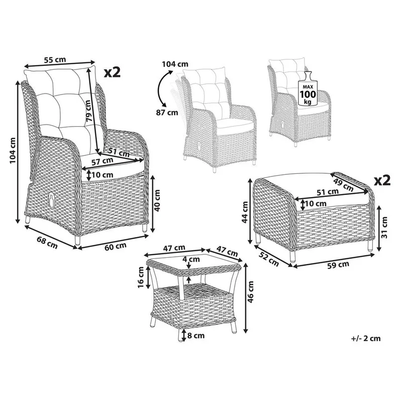 Oleskeluryhmä Ponza - Puutarhakalusteet - Parveke - Parvekekalusteet - Parvekesetti
