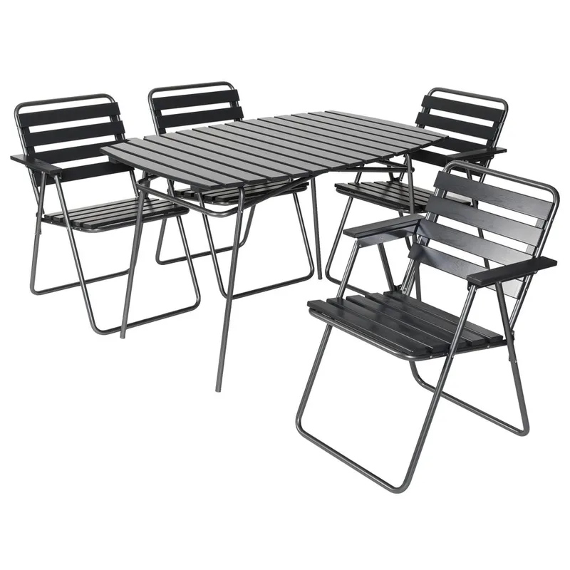 Pöytäryhmä Varax Retro 403 + 4 kpl 305 Harmaa/Musta, Harmaa/Musta