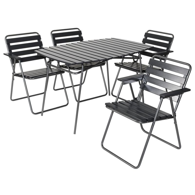 Pöytäryhmä Varax Retro 403 + 4 kpl 305 Harmaa/Musta, Harmaa/Musta