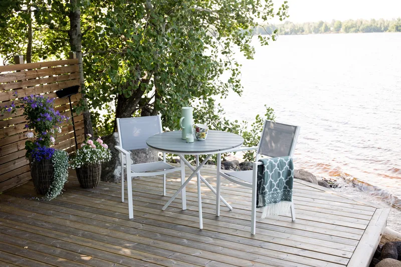 Parma cafébord ø90 Grey||White - Puutarhakalusteet - Parveke - Parvekekalusteet - Parvekesetti