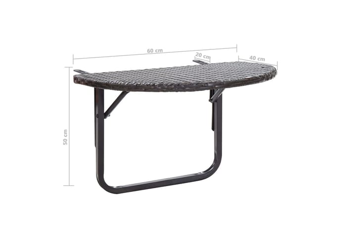 Parvekepöytä 60x60x50 cm ruskea polyrottinki - Ruskea - Parvekepöytä