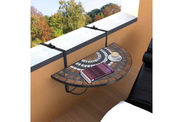 Roikkuva parvekepöytä terrakotta ja valkoinen mosaiikki - Ruskea - Parvekepöytä
