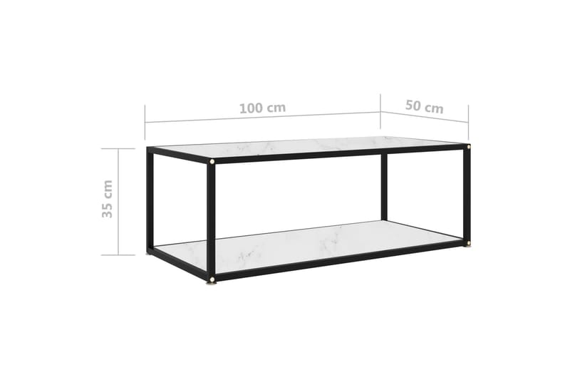 Sohvapöytä valkoinen 100x50x35 cm karkaistu lasi - Parvekepöytä