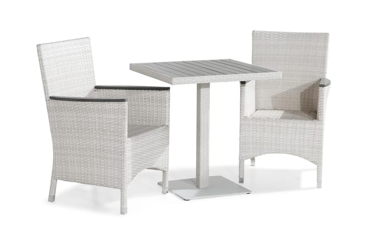 Parvekeryhmä Bahamas 70x70 cm 2 Thor Lyx tuolia - Valkoinen/Harmaa - Cafe-ryhmä - Parvekesetti