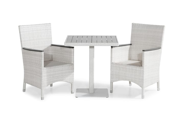 Parvekeryhmä Bahamas 70x70 cm 2 Thor Lyx tuolia - Valkoinen/Harmaa - Parvekesetti - Cafe-ryhmä