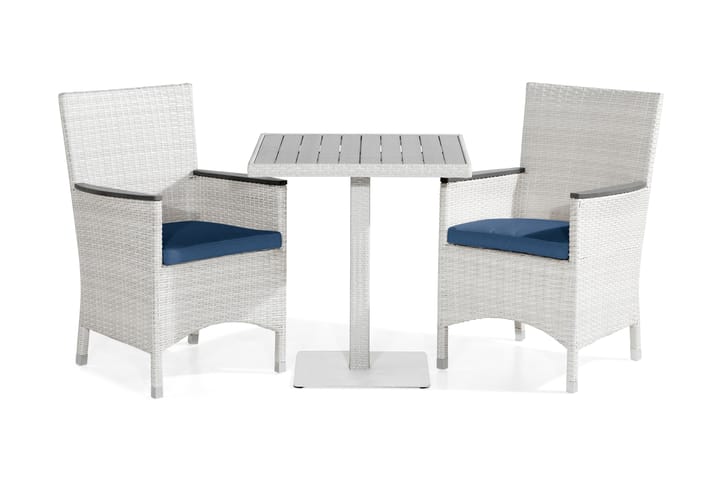 Parvekeryhmä Bahamas 70x70 cm 2 Thor Lyx tuolia Pehmusteet - Valk/Harmaa/Sininen - Cafe-ryhmä - Parvekesetti