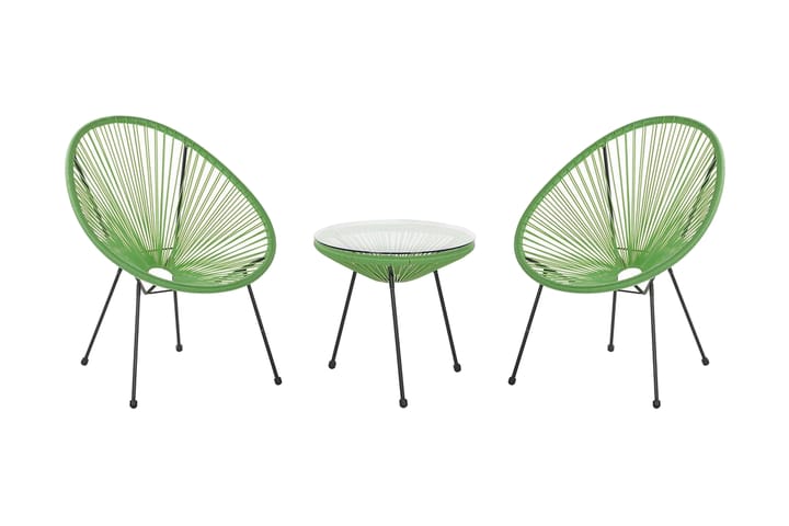 Parvekeryhmä Cayaco 70 cm + 2 tuolia - Polyrottinki/vihreä - Parvekesetti - Cafe-ryhmä