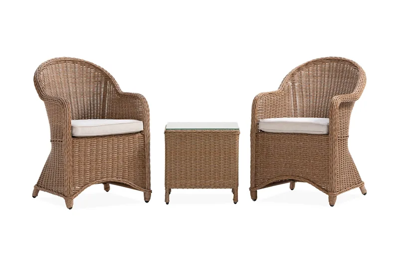 Parvekeryhmä Marcus 2 Light nojatuolia Pehmusteet - Luonnonväri - Puutarhakalusteet - Parveke - Parvekekalusteet - Parvekesetti