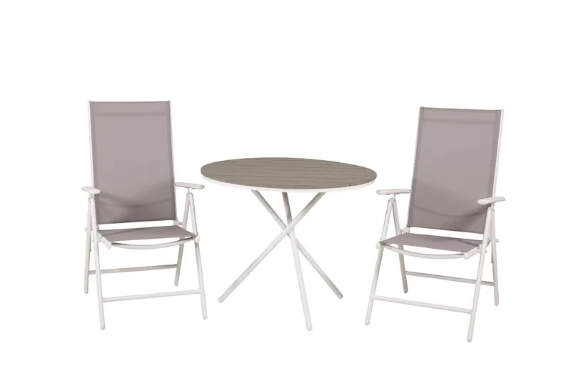Parvekeryhmä Parma Pyöreä 90 cm 2 Break säätötuolia, Valkoinen/Harmaa