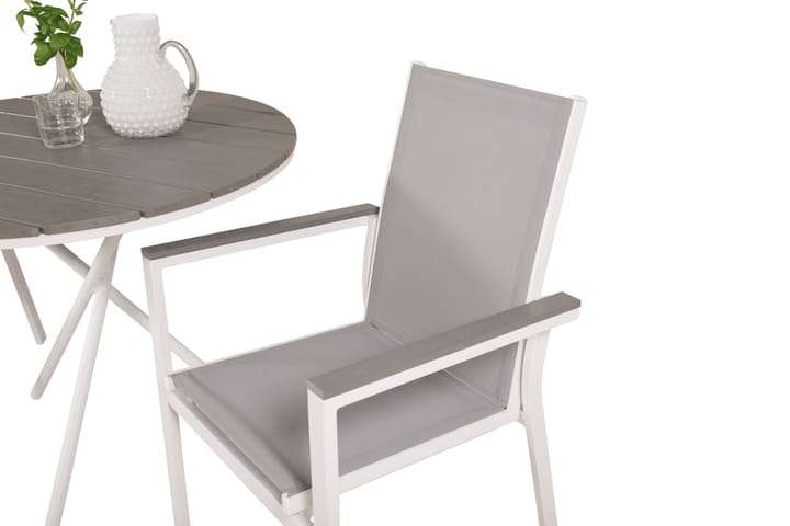 Parvekeryhmä Parma Pyöreä 90 cm 2 tuolia Valkoinen/Harmaa - Venture Home - Parvekesetti - Cafe-ryhmä
