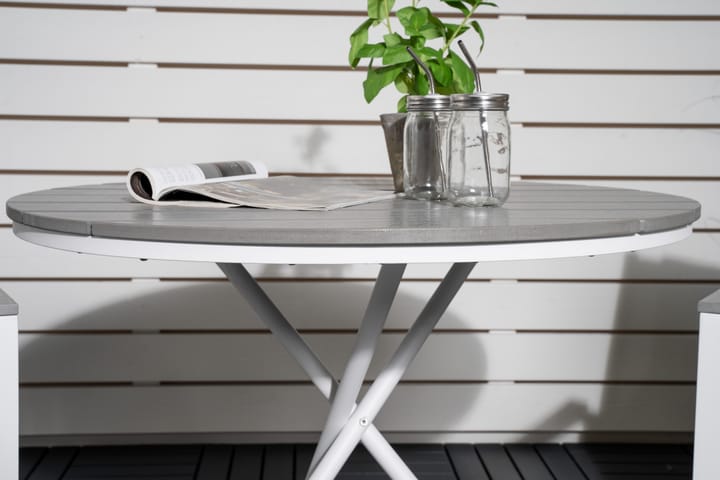 Parvekeryhmä Parma Pyöreä 90 cm 2 tuolia Valkoinen/Harmaa - Venture Home - Parvekesetti - Cafe-ryhmä