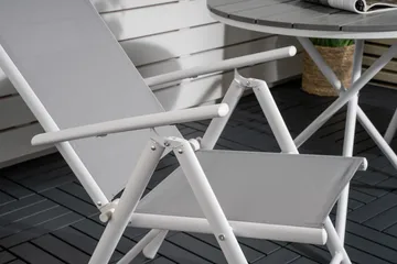 Parvekeryhmä Parma Pyöreä 90 cm 2 Break säätötuolia - Valkoinen/Harmaa - Puutarhakalusteet - Parveke - Parvekekalusteet - Parvekesetti