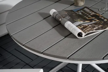 Parvekeryhmä Parma Pyöreä 90 cm 2 Break säätötuolia - Valkoinen/Harmaa - Puutarhakalusteet - Parveke - Parvekekalusteet - Parvekesetti