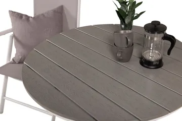 Parvekeryhmä Parma Pyöreä 90 cm 2 Break säätötuolia - Valkoinen/Harmaa - Puutarhakalusteet - Parveke - Parvekekalusteet - Parvekesetti