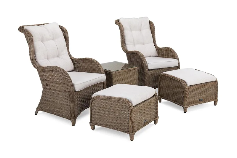 Caféryhmä Marcus + Nojatuolit jalkarahilla + pehmusteet, Luonnonväri