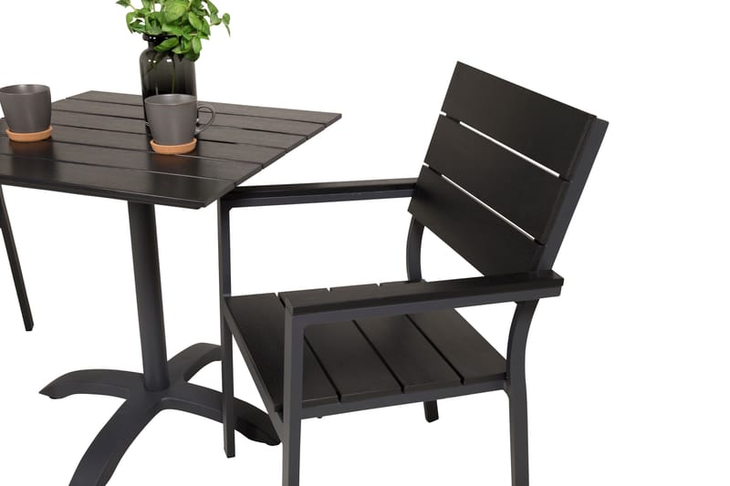 Caféryhmä Norfolk + 2 Konob Tuolia - Musta - Puutarhakalusteet - Parveke - Parvekekalusteet - Parvekesetti