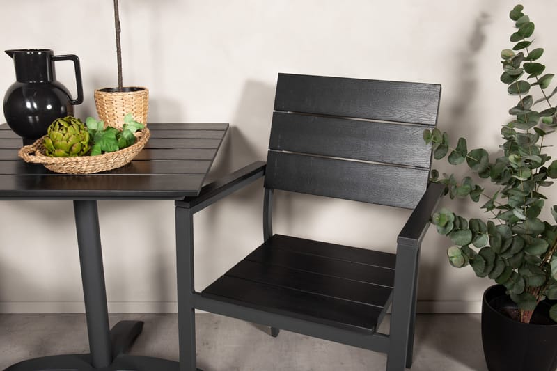 Caféryhmä Norfolk + 2 Konob Tuolia - Musta - Puutarhakalusteet - Parveke - Parvekekalusteet - Parvekesetti