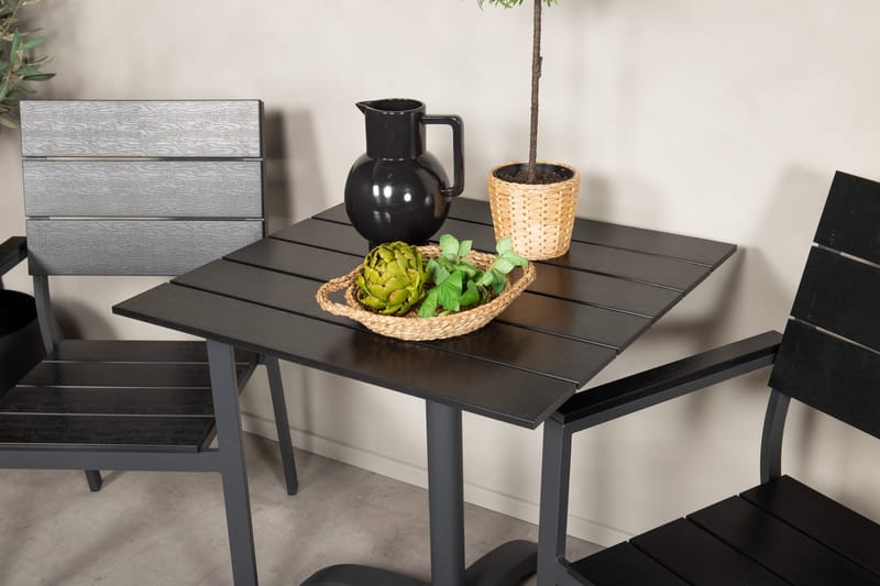 Caféryhmä Norfolk + 2 Konob Tuolia - Musta - Puutarhakalusteet - Parveke - Parvekekalusteet - Parvekesetti