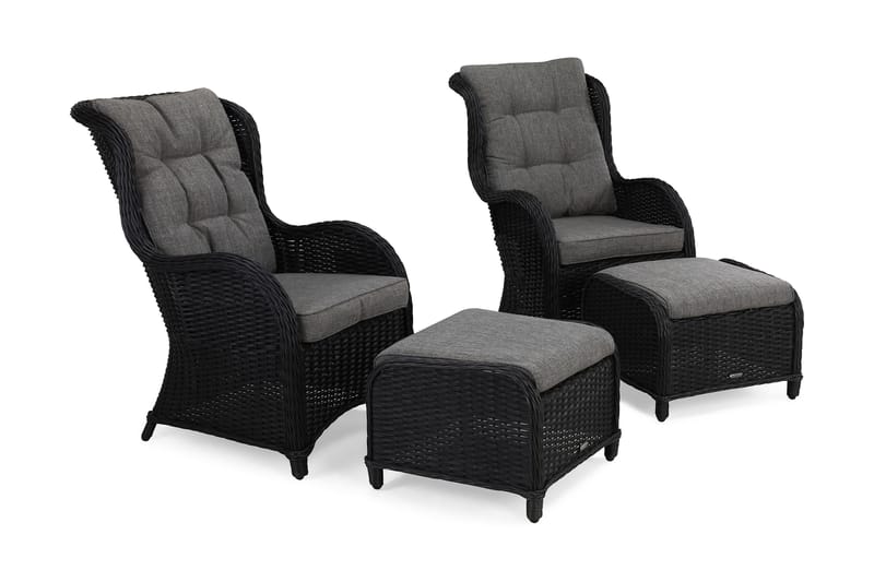 Nojatuoli Marcus Jalkarahilla + pehmuste 2-pak, Musta