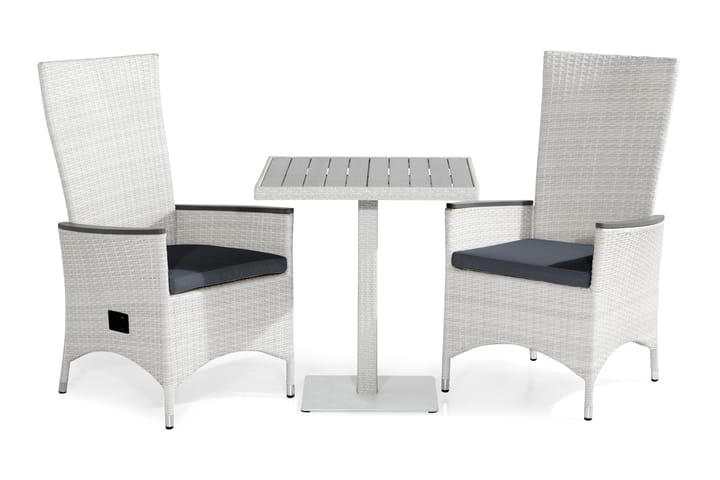 Parvekeryhmä Bahamas 70x70 + 2 Jenny Lyx tuolia Pehmuste - Valkoinen/Harmaa - Parvekesetti - Cafe-ryhmä