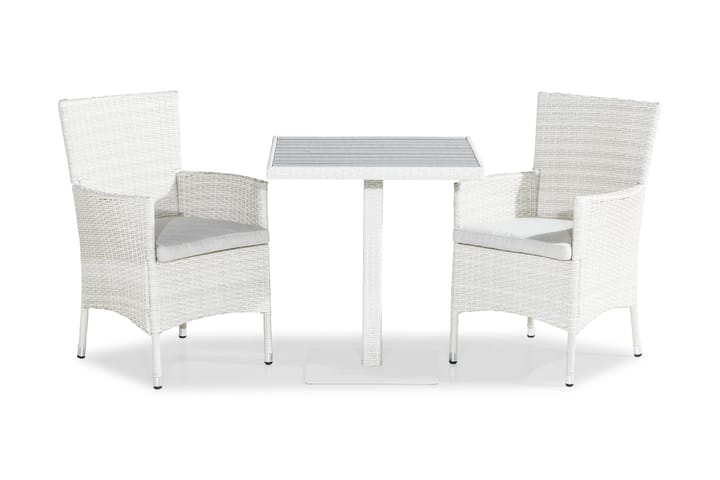 Parvekeryhmä Bahamas 70x70 + 2 Thor tuolia Pehmuste - Valkoinen/L.valk - Parvekesetti - Cafe-ryhmä