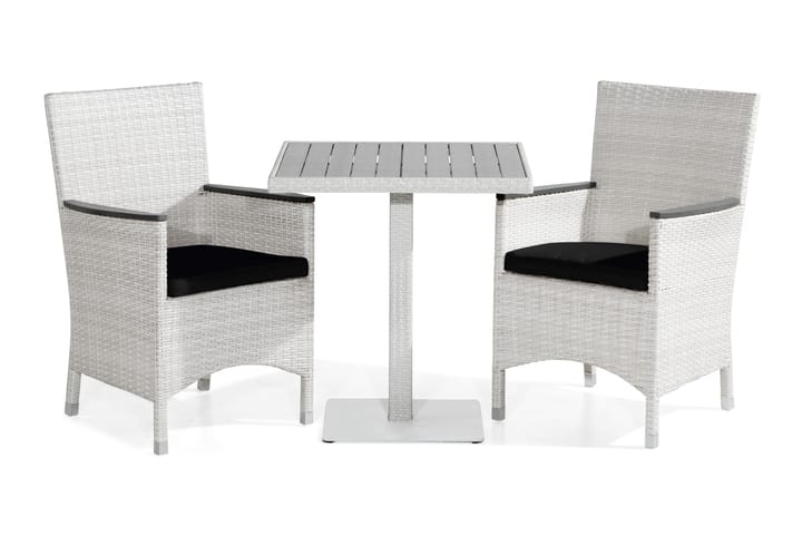 Parvekeryhmä Bahamas 70x70 cm 2 Thor Lyx tuolia Pehmusteet - Valk/Harmaa/Musta - Parvekesetti - Cafe-ryhmä