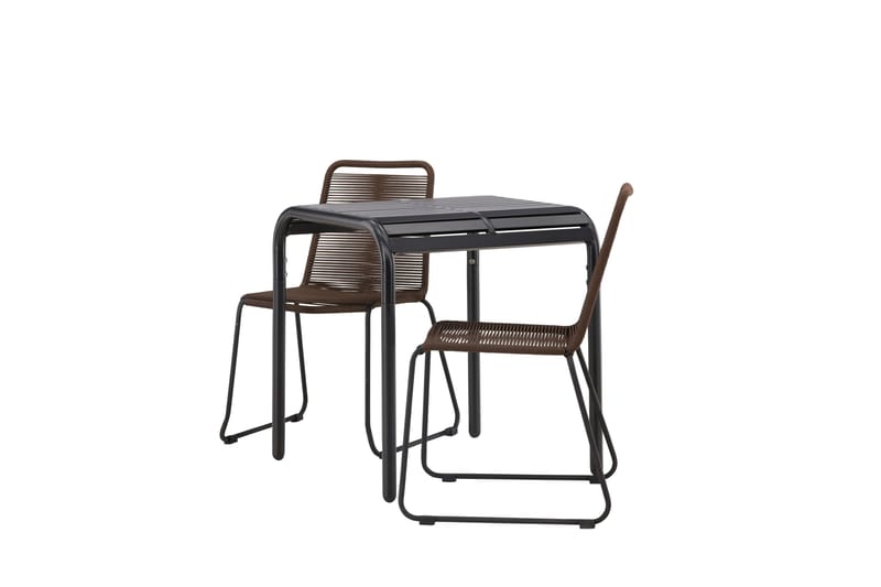 Parvekeryhmä Borneo 70 cm 2 Lindos tuolia - Ruskea/Musta - Puutarhakalusteet - Parveke - Parvekekalusteet - Parvekesetti