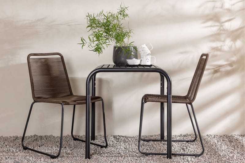 Parvekeryhmä Borneo 70 cm 2 Lindos tuolia - Ruskea/Musta - Puutarhakalusteet - Parveke - Parvekekalusteet - Parvekesetti