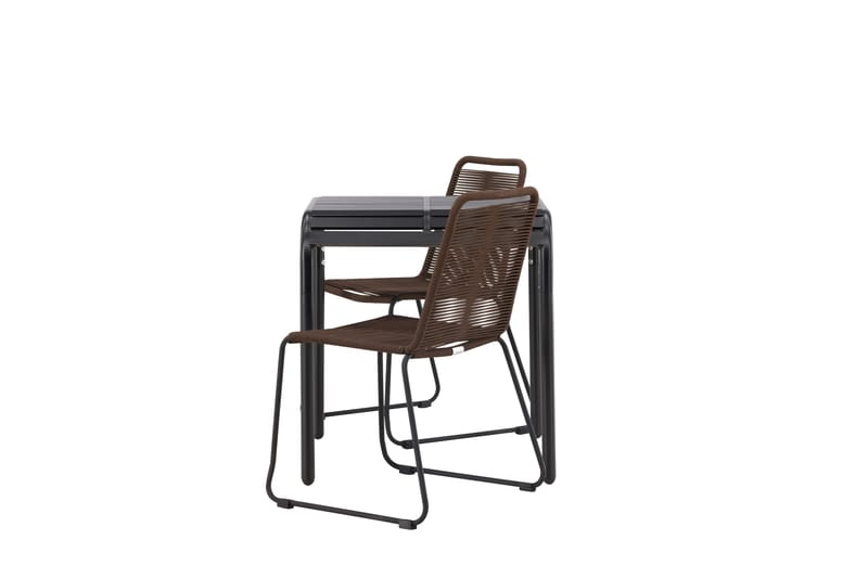 Parvekeryhmä Borneo 70 cm 2 Lindos tuolia - Ruskea/Musta - Puutarhakalusteet - Parveke - Parvekekalusteet - Parvekesetti