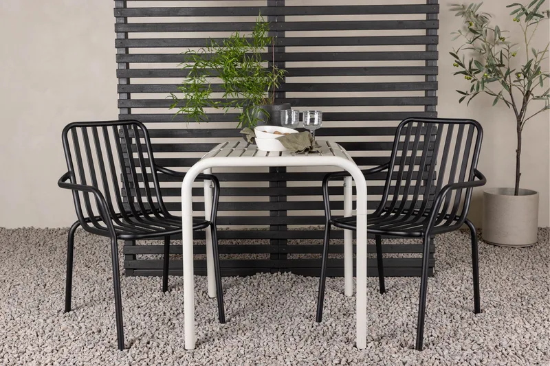 Parvekeryhmä Borneo 70 cm 2 Peking tuolia - Musta/Beige - Puutarhakalusteet - Parveke - Parvekekalusteet - Parvekesetti