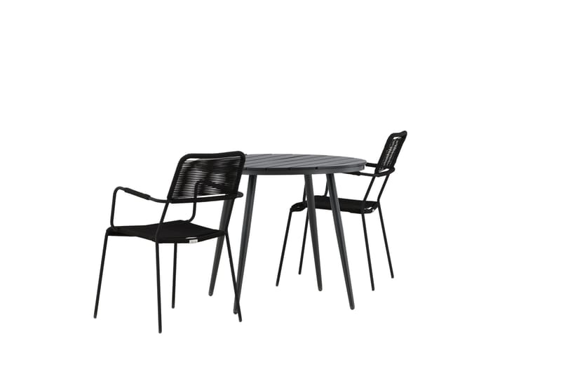 Parvekeryhmä Break Pyöreä 90 cm 2 Lindos tuolia - Musta - Puutarhakalusteet - Parveke - Parvekekalusteet - Parvekesetti