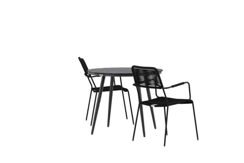 Parvekeryhmä Break Pyöreä 90 cm 2 Lindos tuolia - Musta - Puutarhakalusteet - Parveke - Parvekekalusteet - Parvekesetti