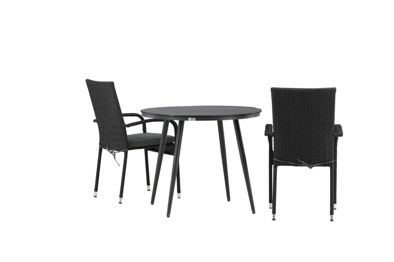 Parvekeryhmä Break Pyöreä 90 cm 2 Anna ruokatuolia - Musta - Puutarhakalusteet - Parveke - Parvekekalusteet - Parvekesetti