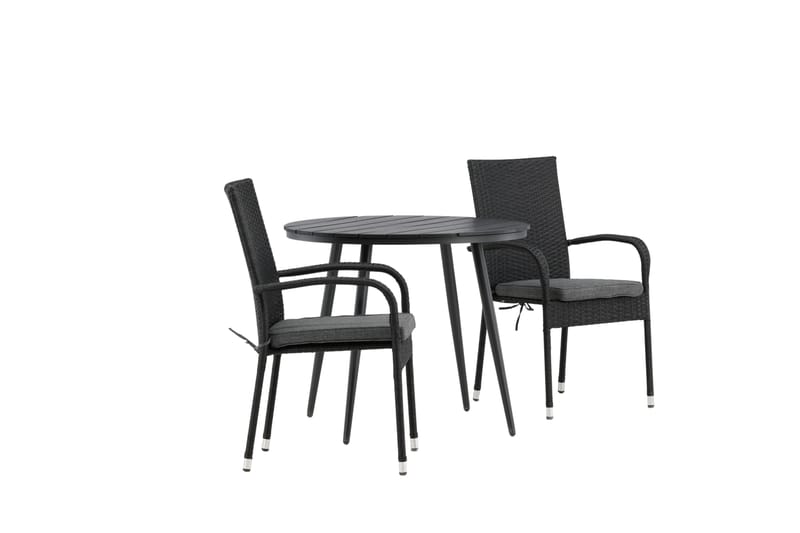 Parvekeryhmä Break Pyöreä 90 cm 2 Anna ruokatuolia - Musta - Puutarhakalusteet - Parveke - Parvekekalusteet - Parvekesetti