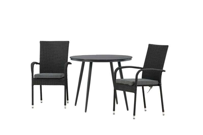 Parvekeryhmä Break Pyöreä 90 cm 2 Anna ruokatuolia - Musta - Puutarhakalusteet - Parveke - Parvekekalusteet - Parvekesetti