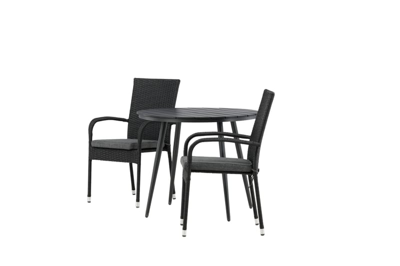 Parvekeryhmä Break Pyöreä 90 cm 2 Anna ruokatuolia - Musta - Puutarhakalusteet - Parveke - Parvekekalusteet - Parvekesetti