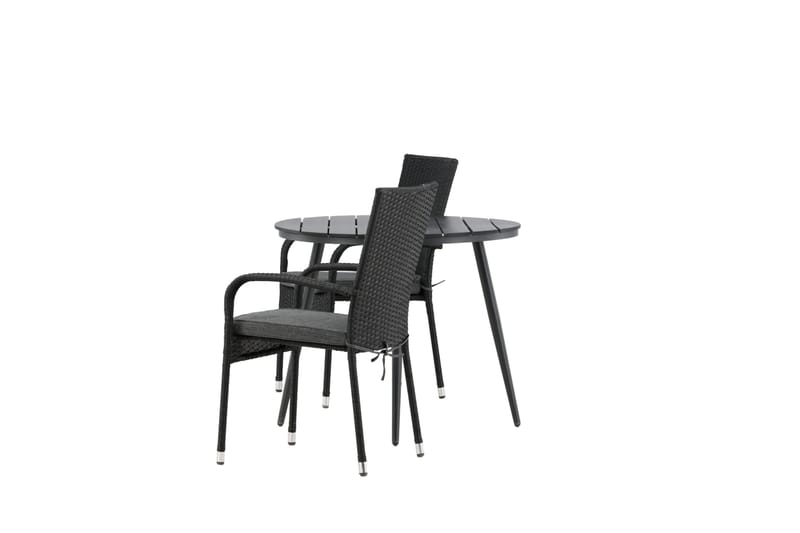 Parvekeryhmä Break Pyöreä 90 cm 2 Anna ruokatuolia - Musta - Puutarhakalusteet - Parveke - Parvekekalusteet - Parvekesetti